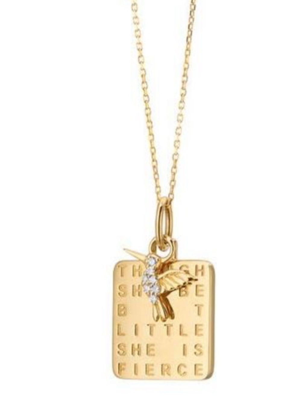 NIB Monica Rich Kosann “She Is Fierce” 18K Gold Necklace with Box & Documents